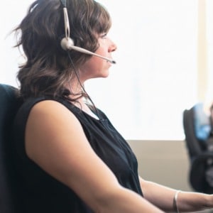 Call centre employee with headset